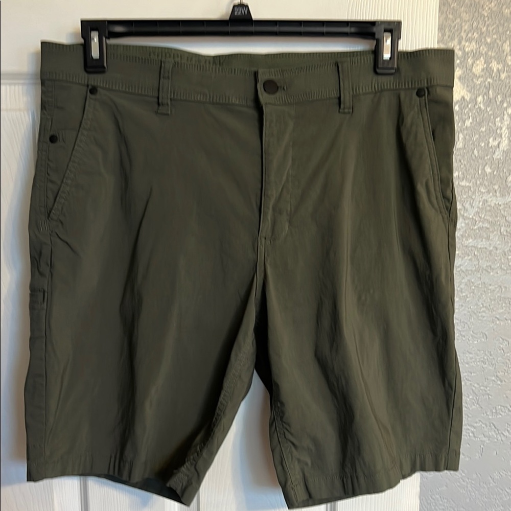 Green Flat Front Outdoor Shorts